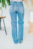 Judy Blue Mid-Rise Heavy Destroy Straight Jeans - Whiskey Skies