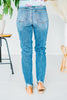 Judy Blue Mid Rise Navy Blue Patched Destroy Relaxed Jeans - Whiskey Skies