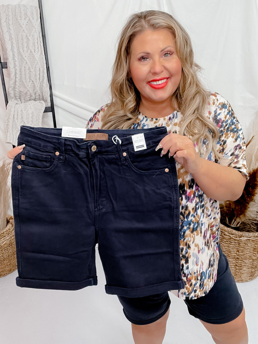 Judy Blue Navy Tummy Control Bermuda Shorts - Whiskey Skies