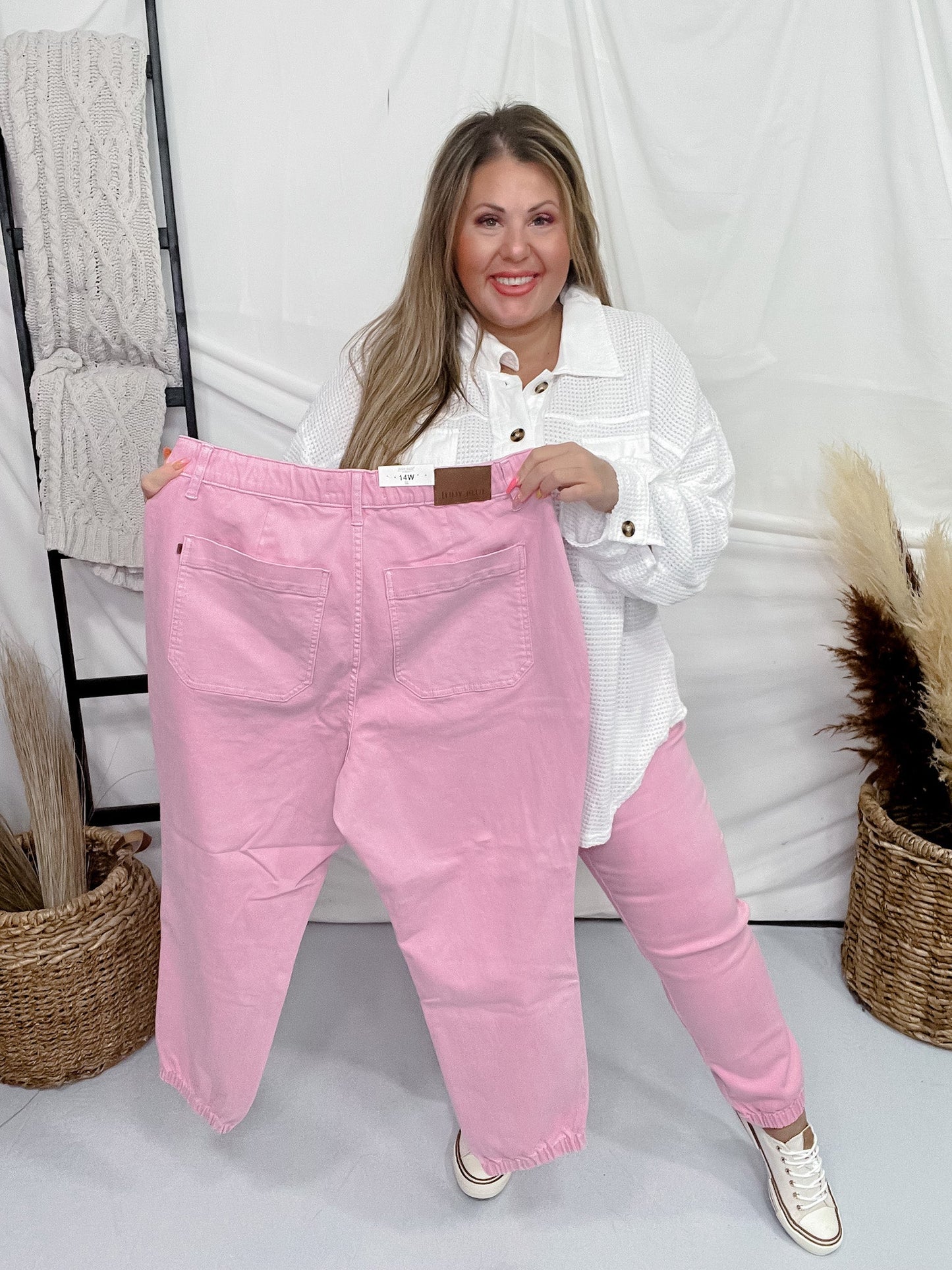 Judy Blue Pink High Waisted Cuffed Joggers - Whiskey Skies