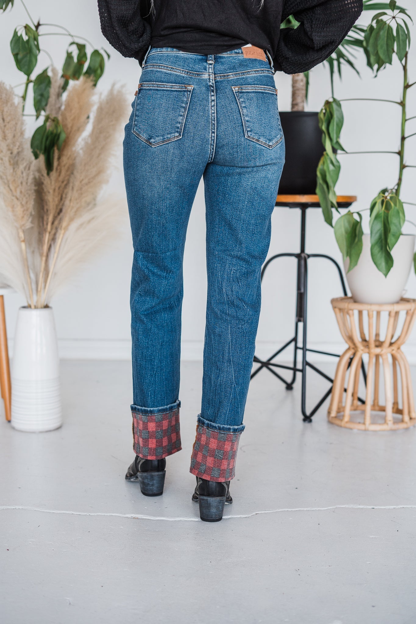 Cuffed Straight Leg Jeans