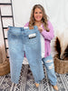 Judy Blue Rigid Magic 90's Straight Destroy Rainbow Thread Jeans - Whiskey Skies