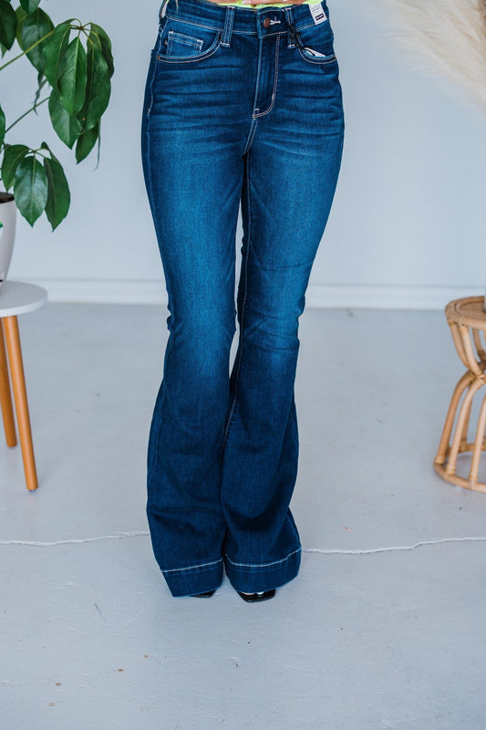 Judy Blue Trouser Flare Jeans - Whiskey Skies