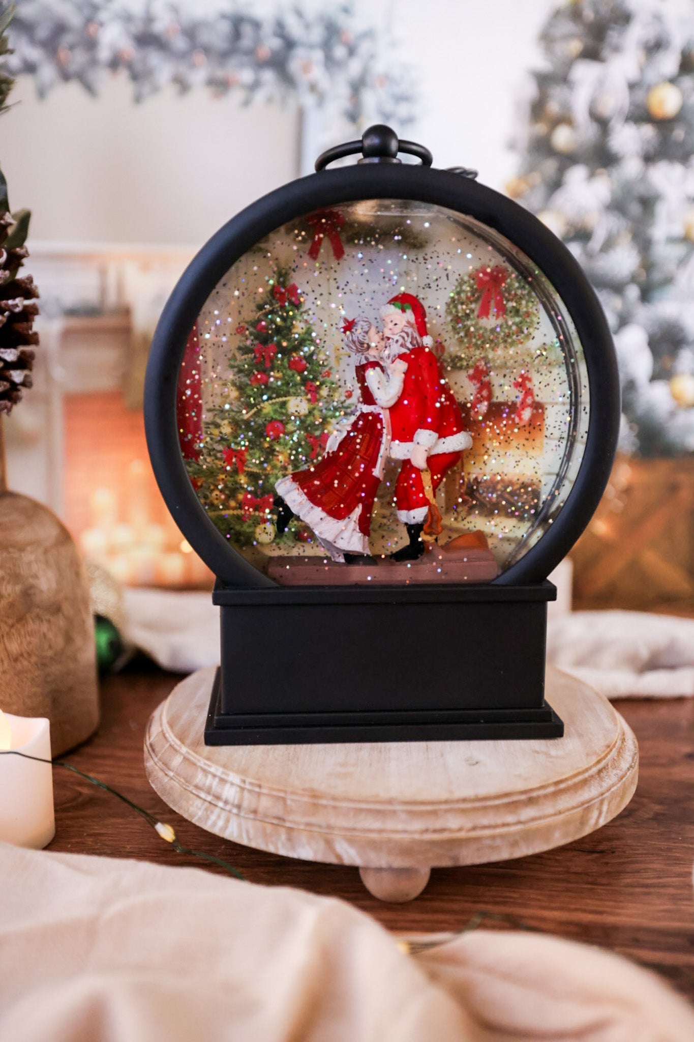 Kissing Mr. & Mrs. Claus Lighted Water Lantern - Whiskey Skies