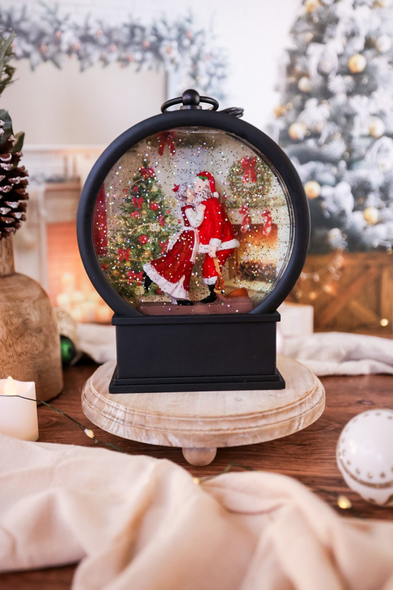 Kissing Mr. & Mrs. Claus Lighted Water Lantern - Whiskey Skies
