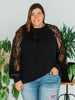 Lace Sleeve Black Blouse - Whiskey Skies