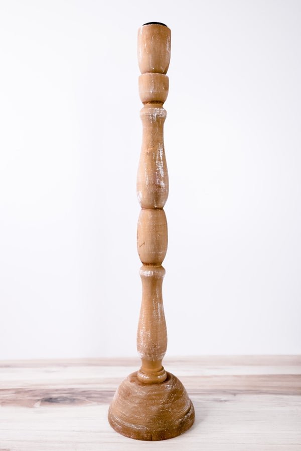 Large Rustic Natural Wood Candle Holder - Whiskey Skies