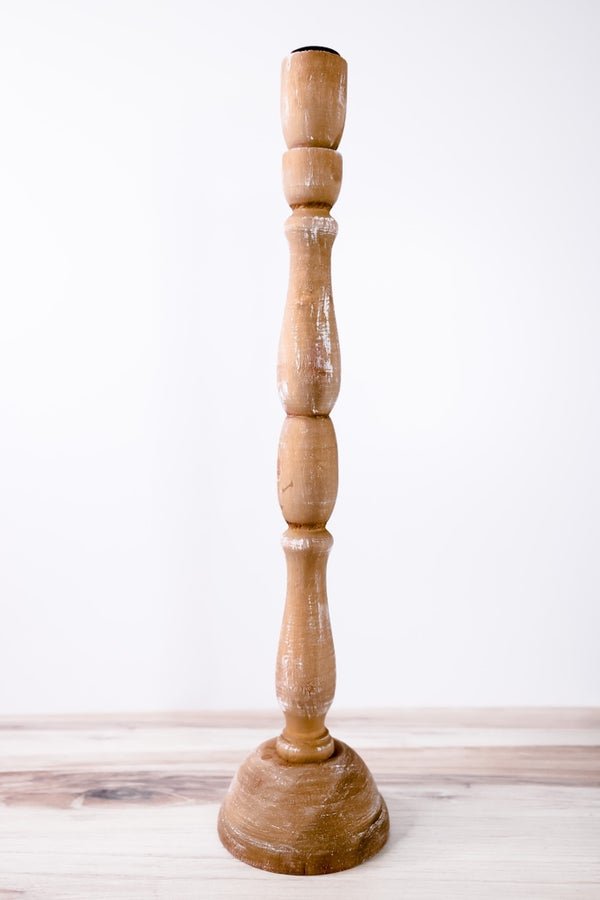 Large Rustic Natural Wood Candle Holder - Whiskey Skies