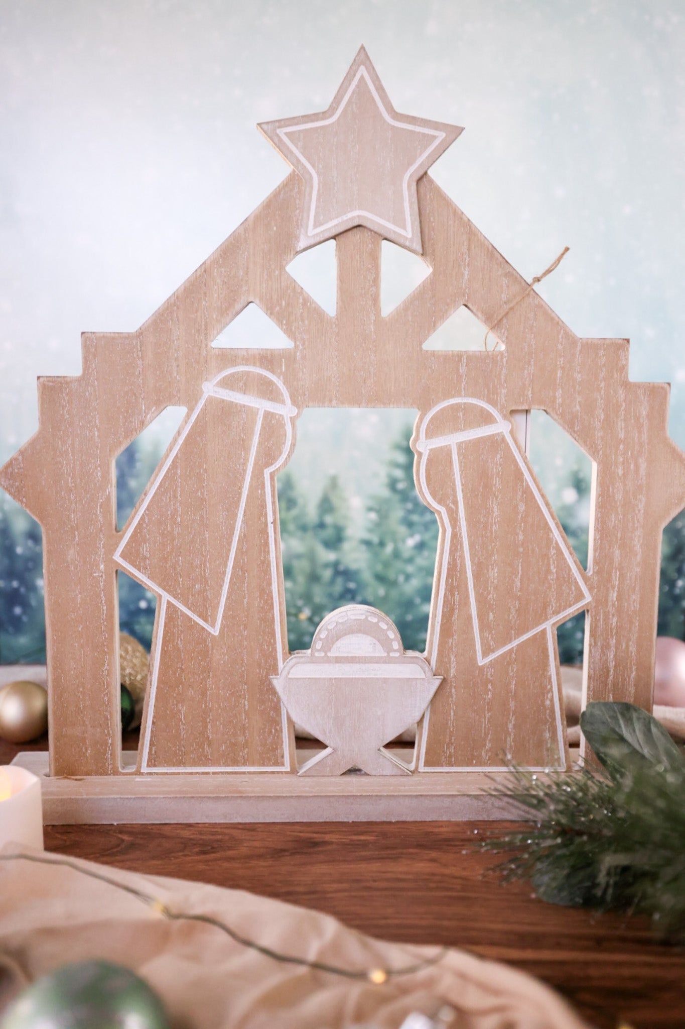 Large Wooden Nativity Cutout - Whiskey Skies