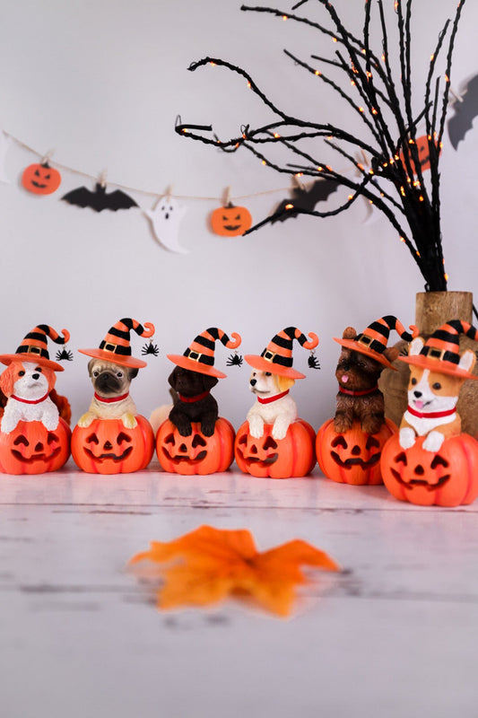 LED Dogs On Top Of Pumpkin Table Top Decor - Whiskey Skies