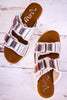 Leni Cream Multi Color Buckle Sandals