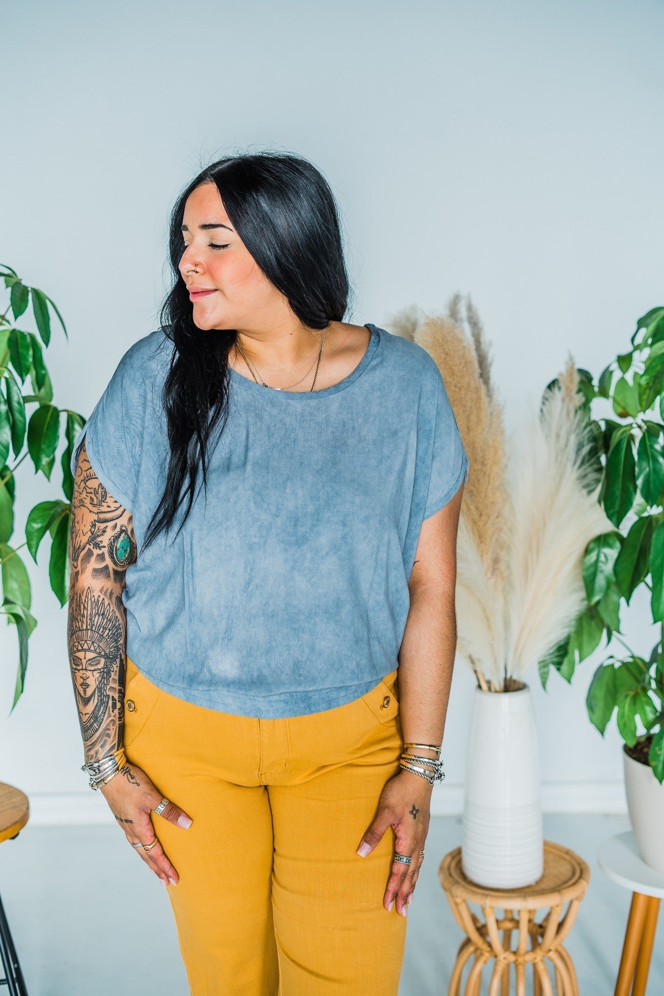 Light Blue Dolman Sleeve Top - Whiskey Skies