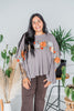 Light Grey Knit Poncho W/ Embroidery - Whiskey Skies