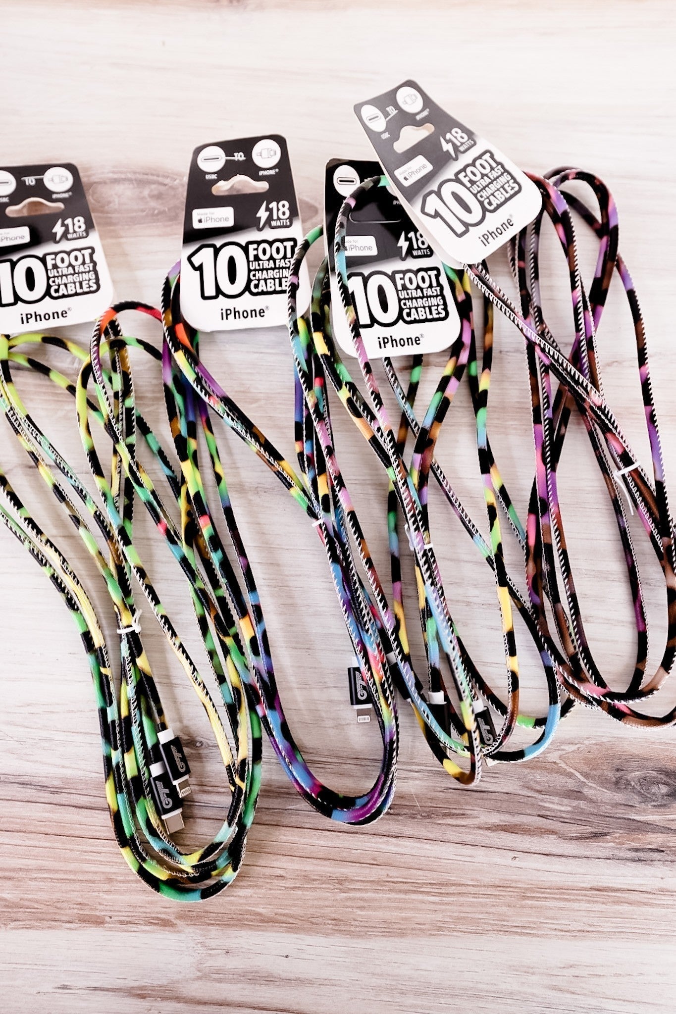 Lightening Fast iPhone 10ft Cable Wild Mix (Assorted) - Whiskey Skies