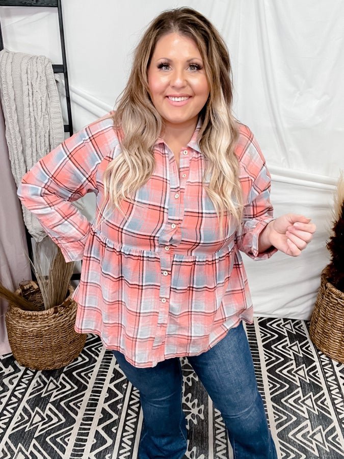 Long Sleeve Baby Doll Plaid Flannel *Final Sale* - Whiskey Skies