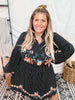 Long Sleeve Babydoll Dress - Whiskey Skies