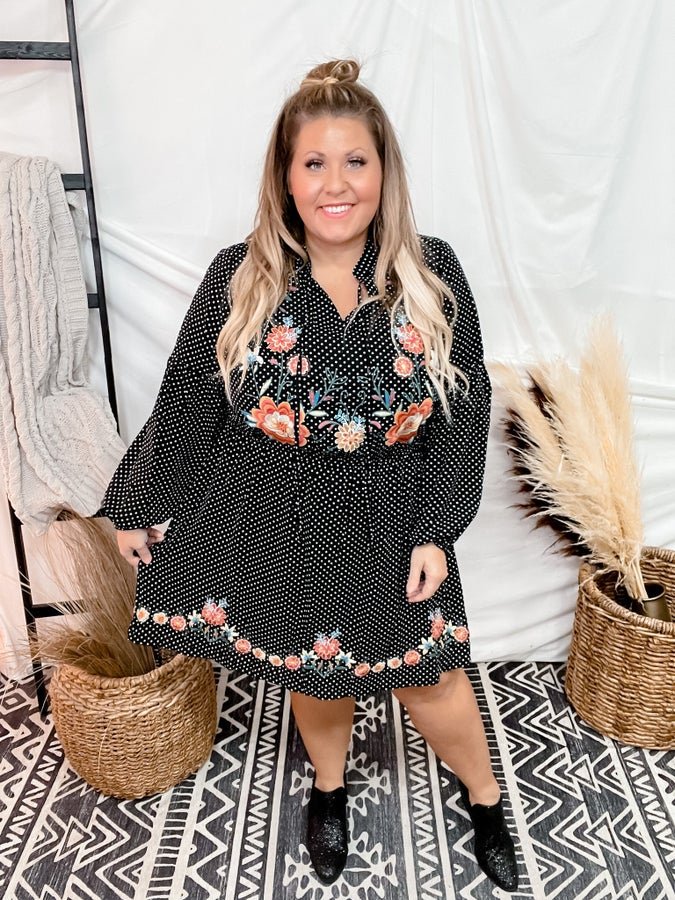 Long Sleeve Babydoll Dress - Whiskey Skies
