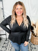Long Sleeve Black Surplice Top - Whiskey Skies