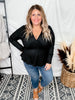 Long Sleeve Black Surplice Top - Whiskey Skies