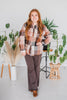 Long Sleeve Brown Plaid Button Down Top - Whiskey Skies