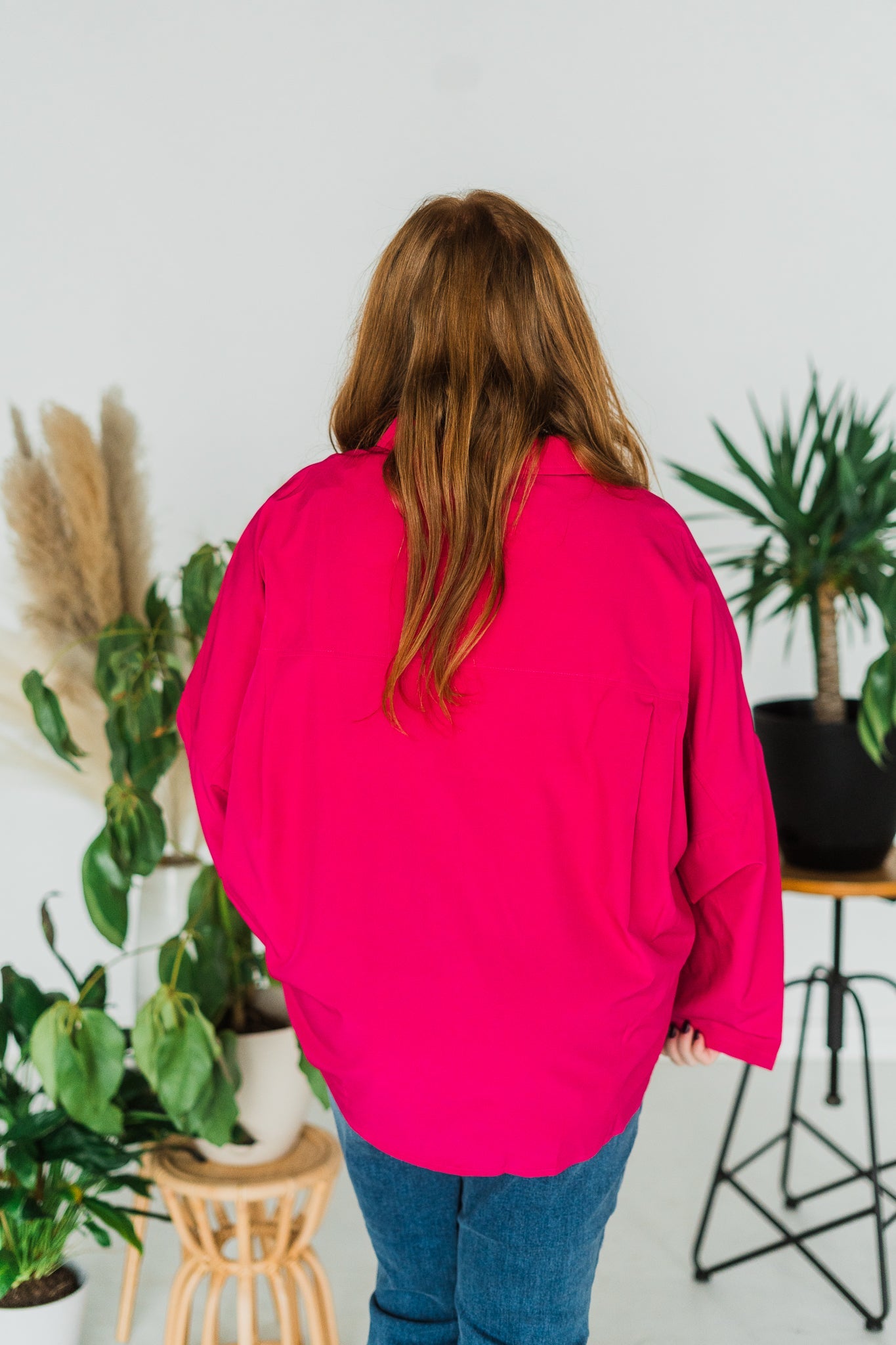 Magenta Button Front Drop Shoulder Top - Whiskey Skies