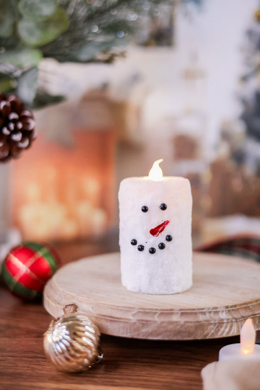 Medium Votive Christmas Snowman Candle - Whiskey Skies