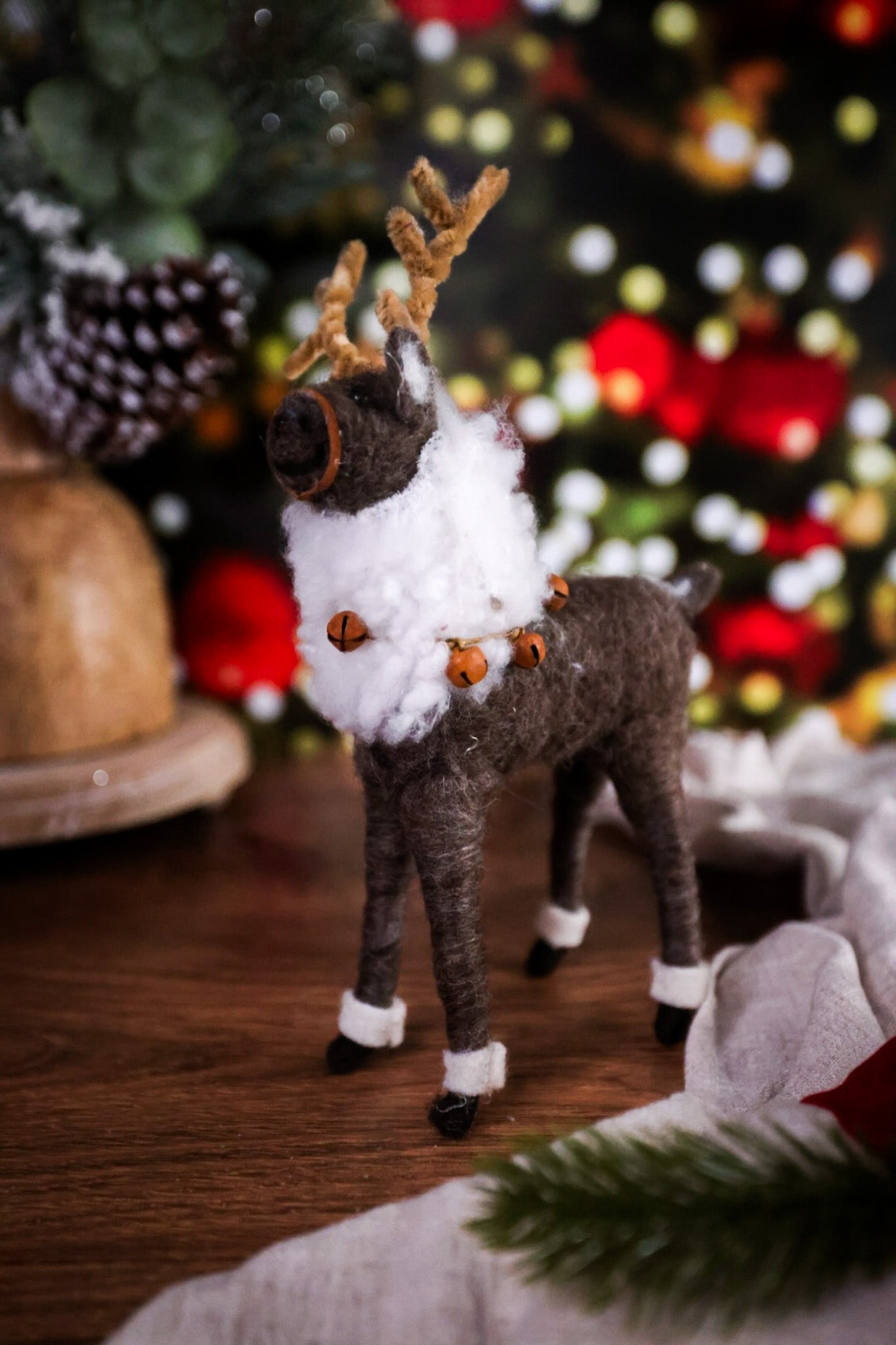 Medium Wool Reindeer W/ Bells - Whiskey Skies
