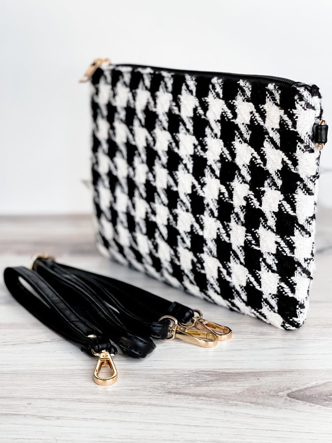 Meriam Houndstooth Clutch Bag - Whiskey Skies