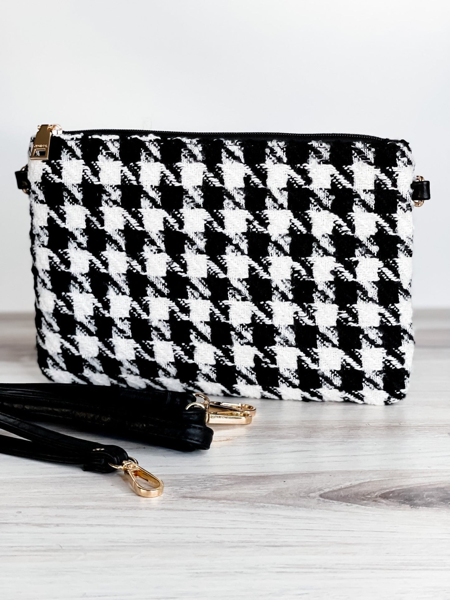 Meriam Houndstooth Clutch Bag - Whiskey Skies