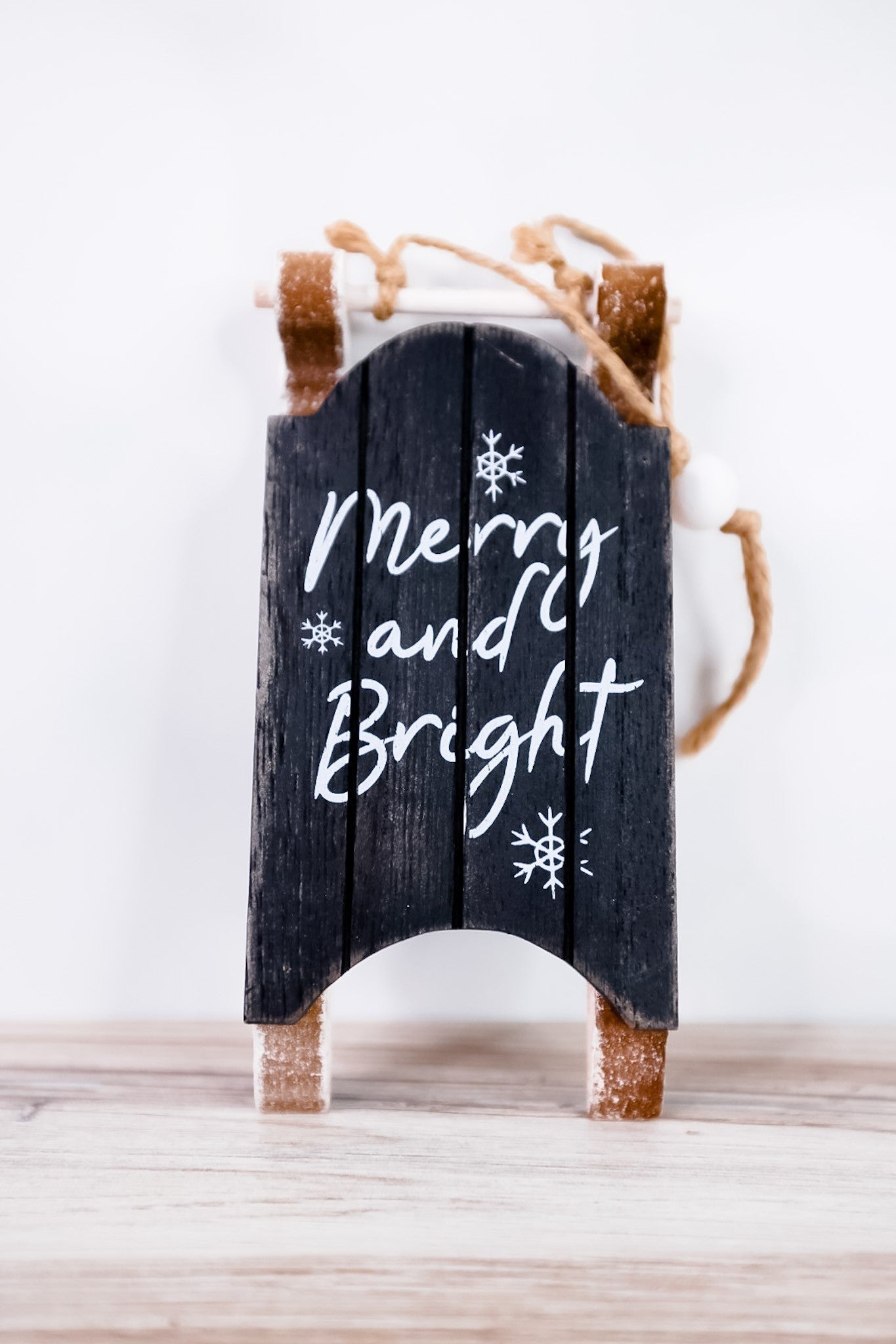 Merry & Bright Wood Sled Ornament - Whiskey Skies