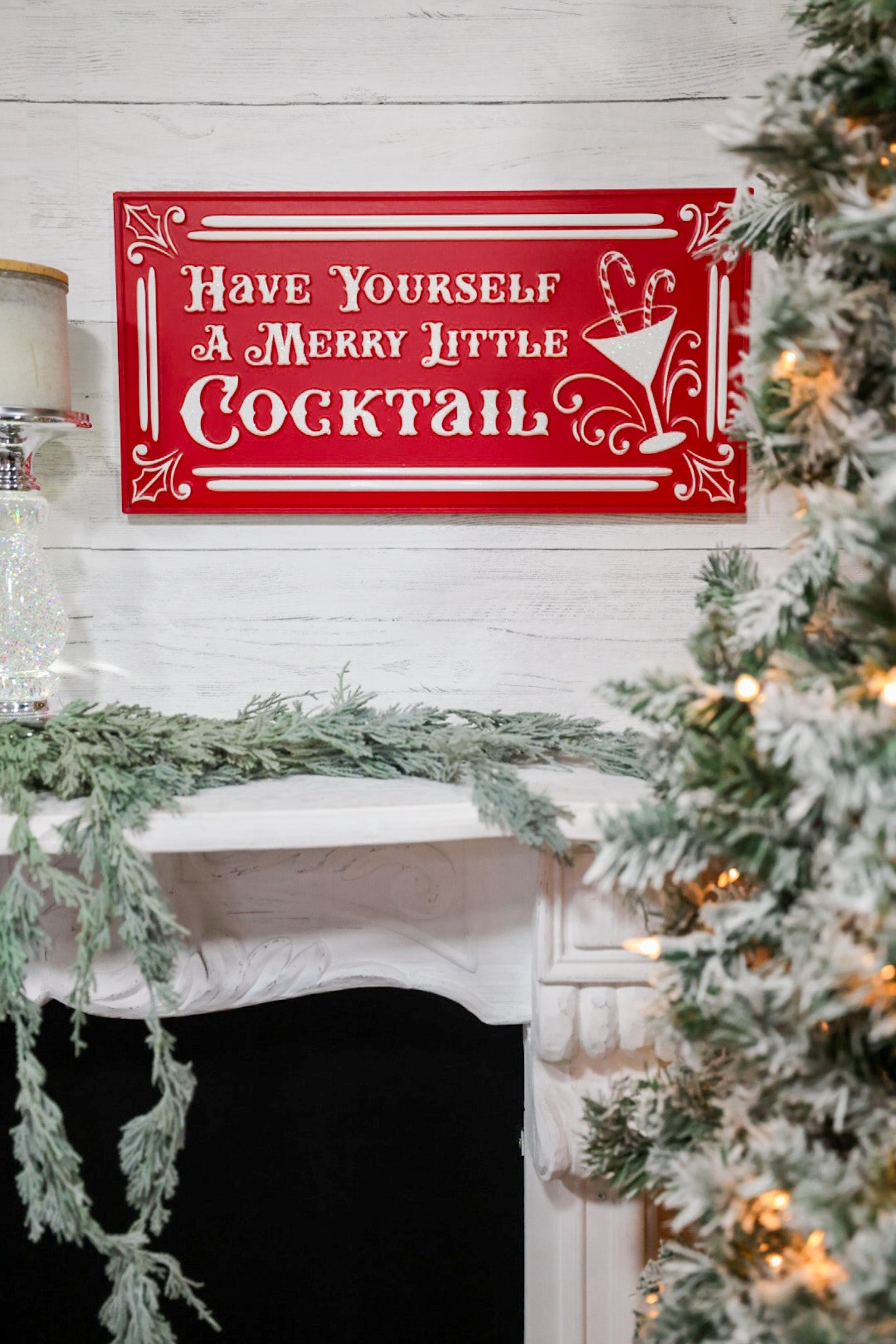 Merry Little Cocktail Embossed Christmas Sign - Whiskey Skies