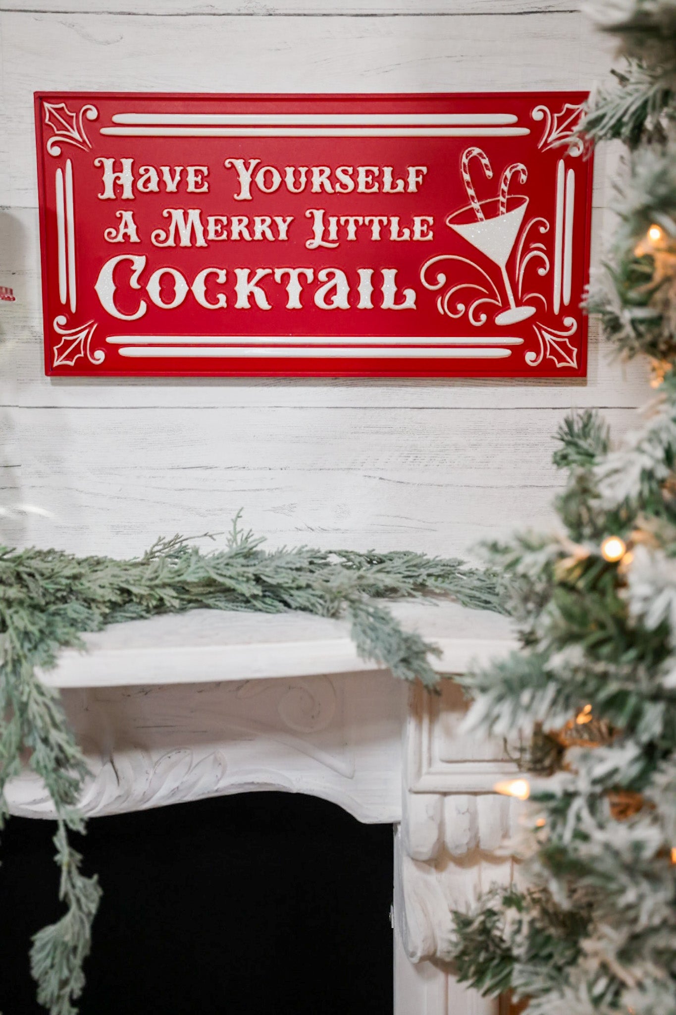 Merry Little Cocktail Embossed Christmas Sign - Whiskey Skies