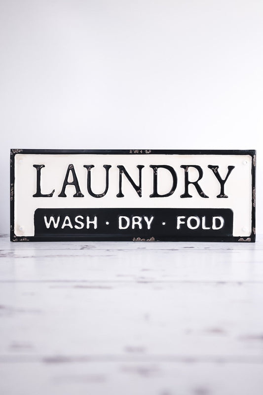 Metal Laundry Wash Dry Fold Sign - Whiskey Skies