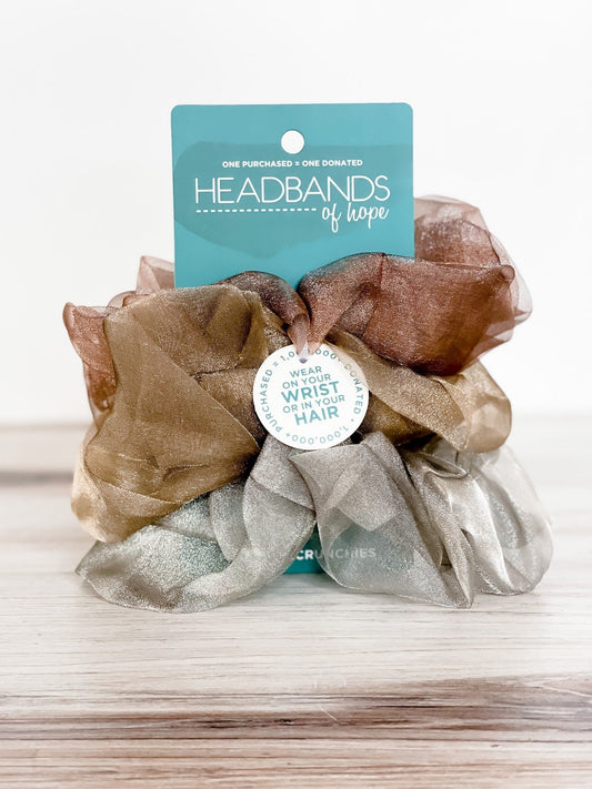 Metallic Scrunchies Set Of Three - Whiskey Skies