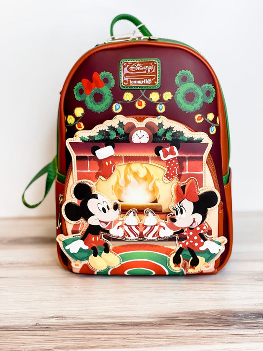 Mickey & Minnie Mouse Hot Cocoa Fireplace Mini Backpack - Whiskey Skies