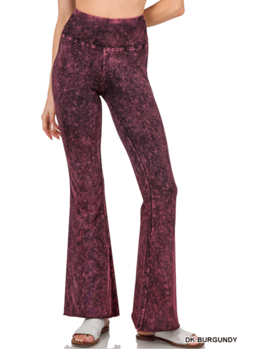 Mineral Washed High Waist Flares (7 Colors) - Whiskey Skies