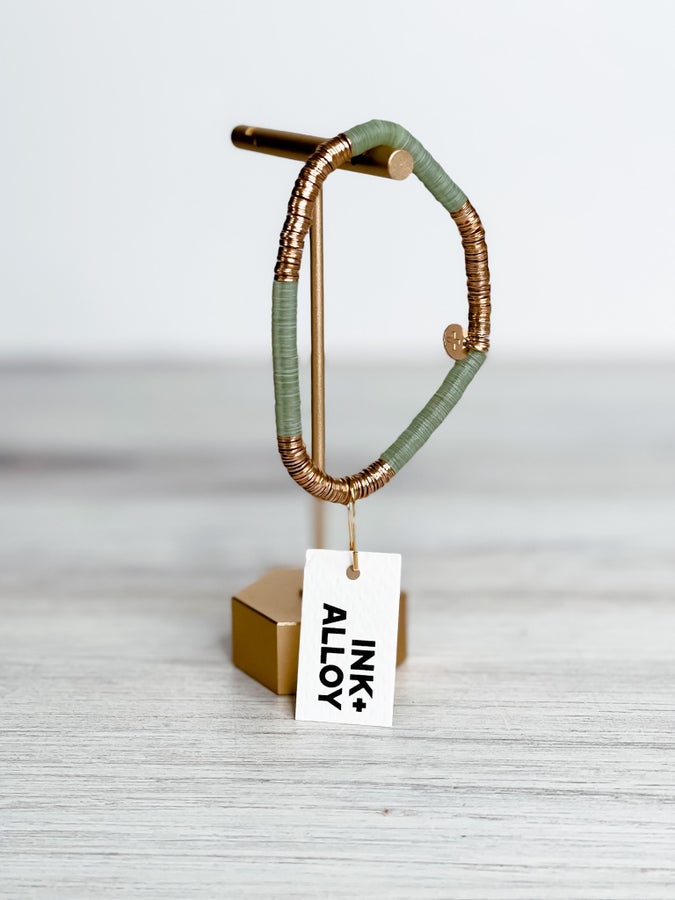 Mint Gold Sequin Stretch Bracelet - Whiskey Skies