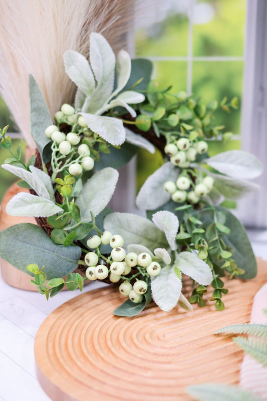 Mixed Green Foliage And Berry Candle Ring - Whiskey Skies