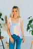 Multi Color Babydoll Tank Top With Ruffle Straps - Whiskey Skies