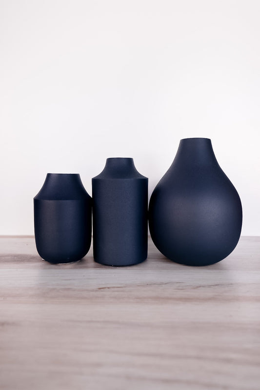 Navy Blue Matte Metal Vases (3 Sizes) - Whiskey Skies