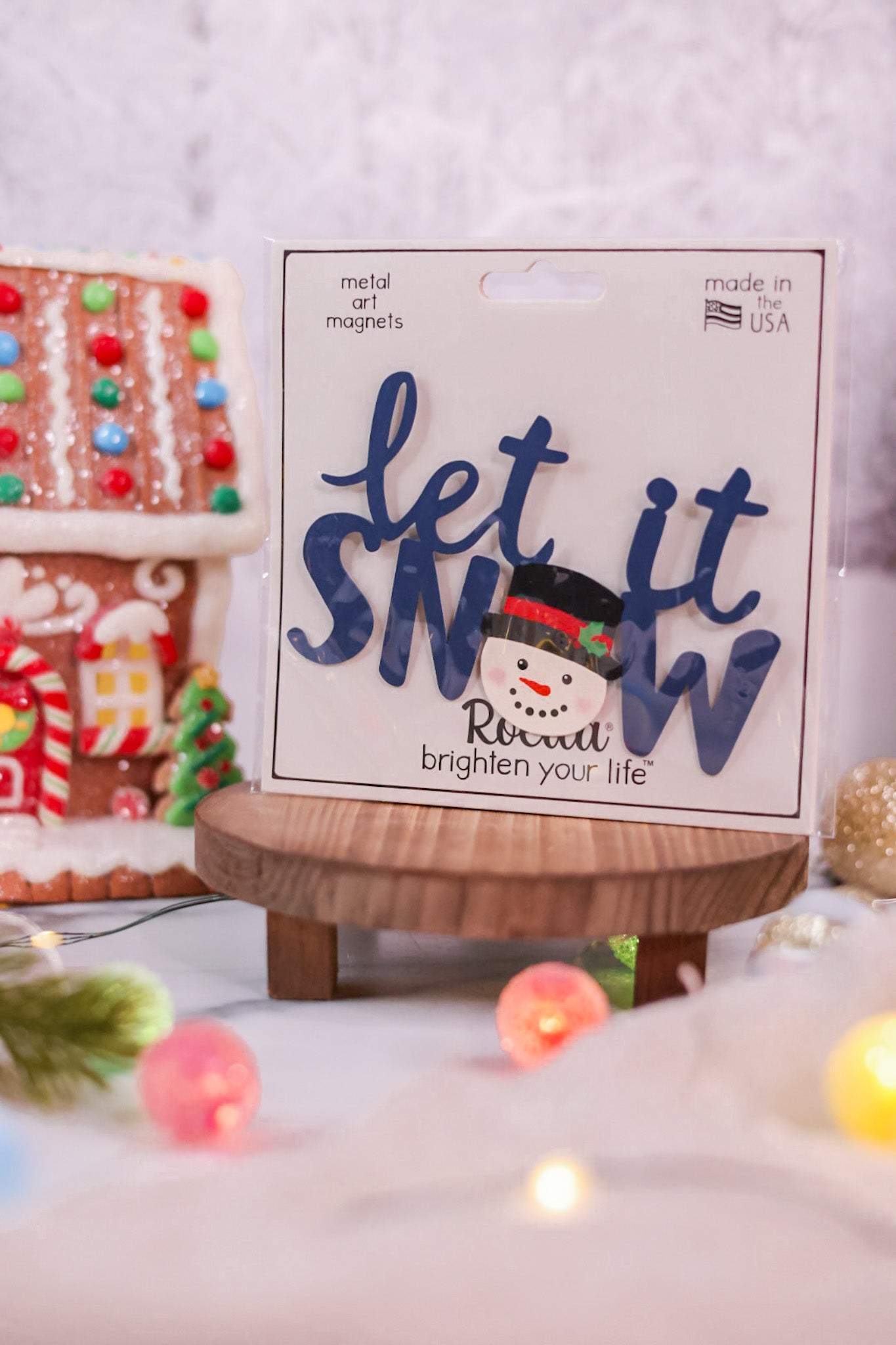 Navy "Let It Snow" w/ Snowman Magnet - Whiskey Skies