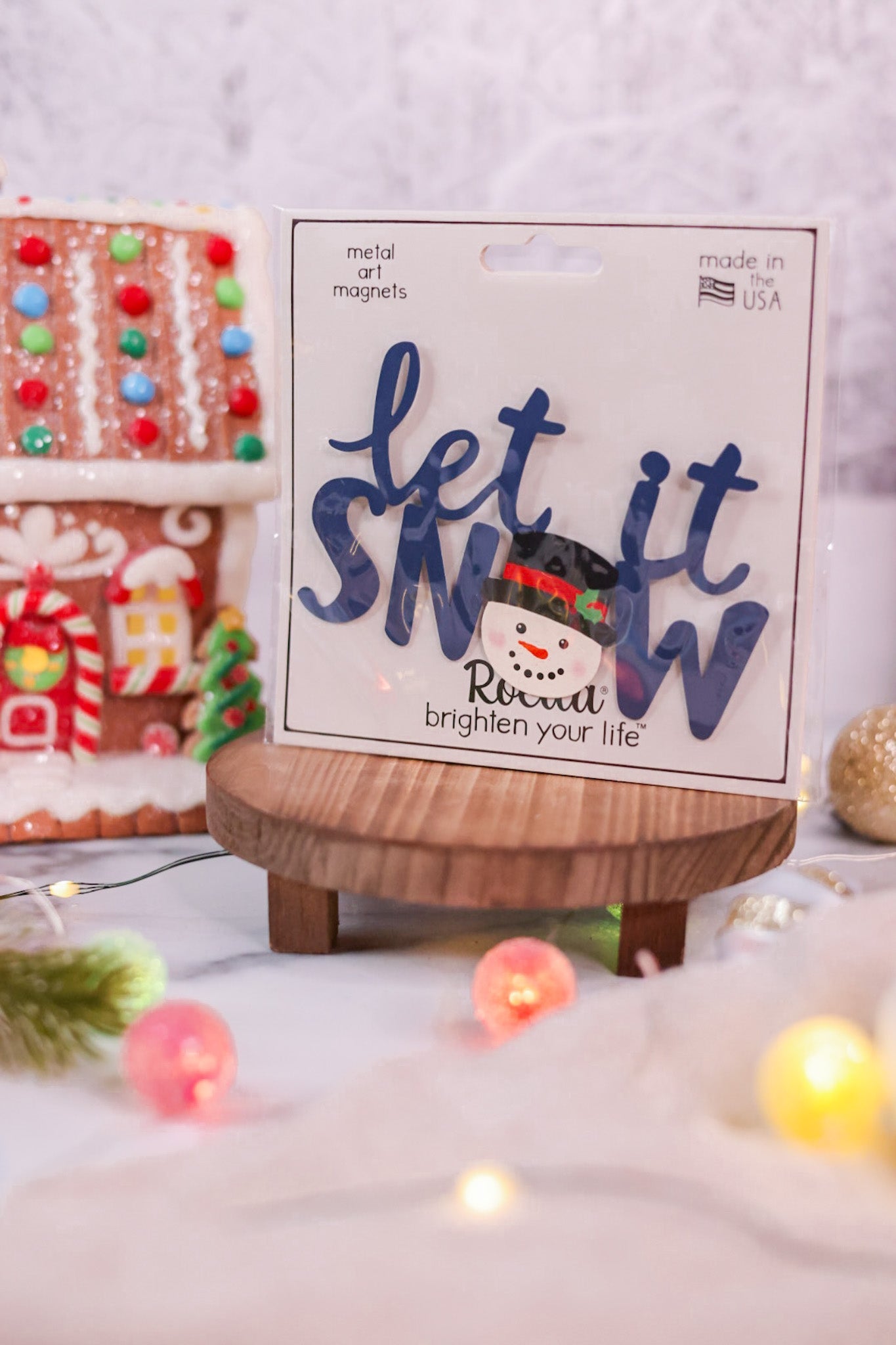 Navy "Let It Snow" w/ Snowman Magnet - Whiskey Skies