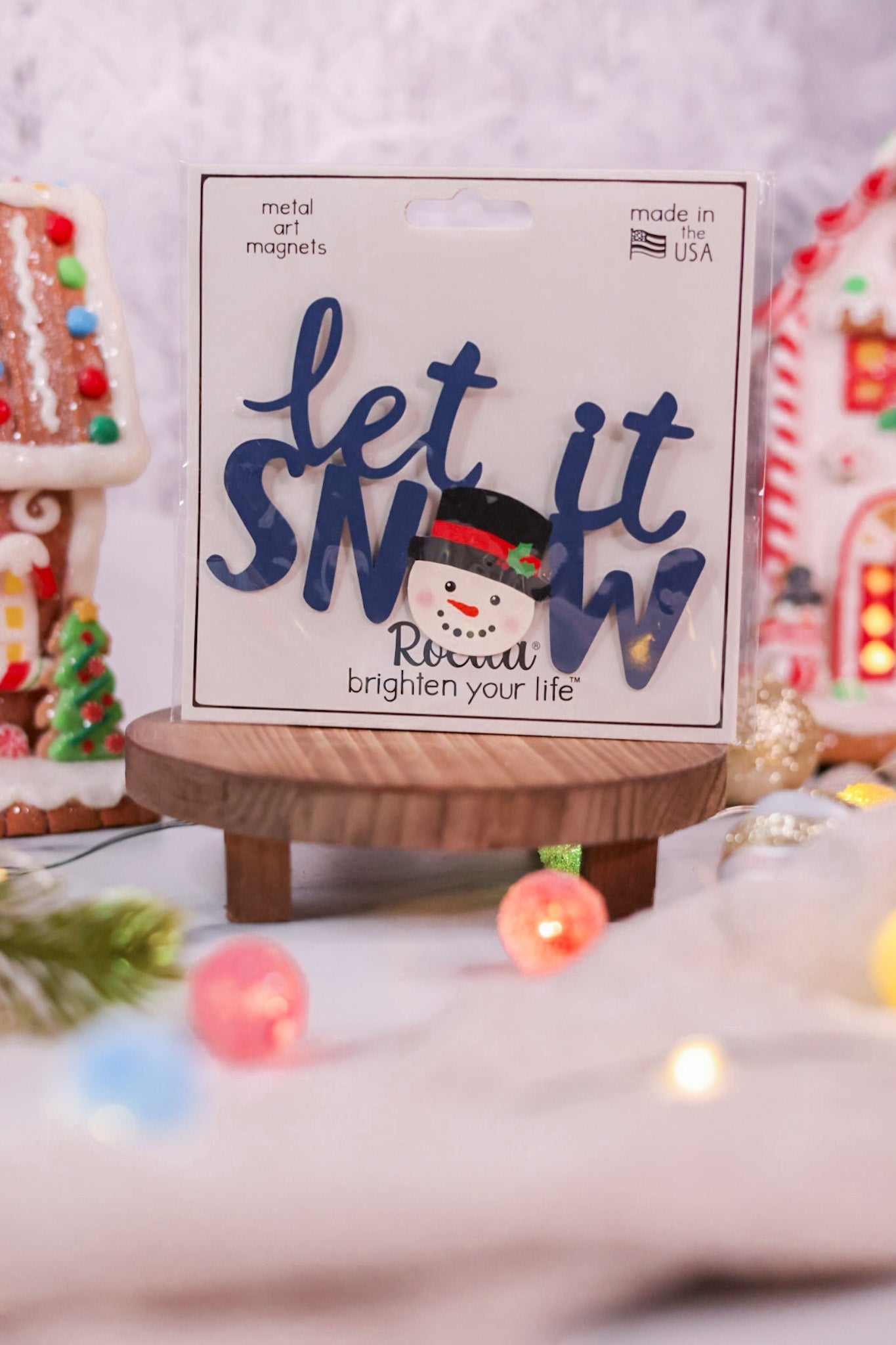 Navy "Let It Snow" w/ Snowman Magnet - Whiskey Skies