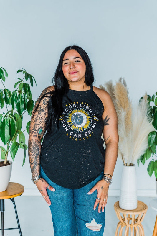 Never Dull Graphic Tank Top - Whiskey Skies