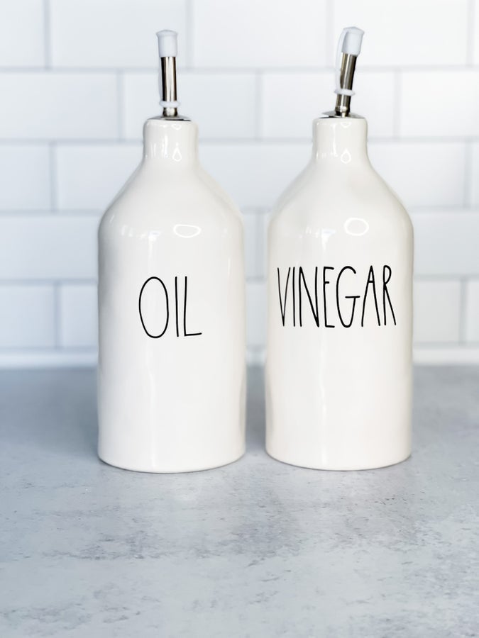 Oil + Vinegar Rae Dunn Cruets Whiskey Skies