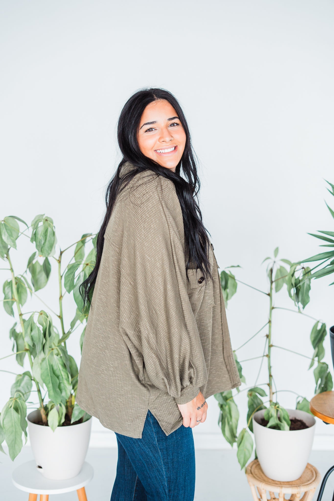 Olive Long Sleeve Batwing Knit Top - Whiskey Skies