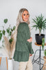 Olive Long Sleeve Tiered Top - Whiskey Skies