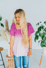 Ombre Smocked Short Sleeve Top - Whiskey Skies