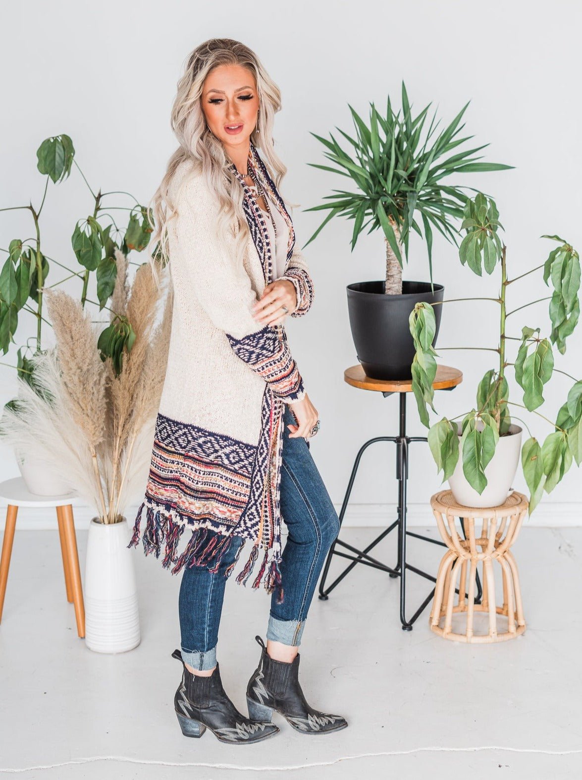 Open Front Sweater Cardigan - Whiskey Skies