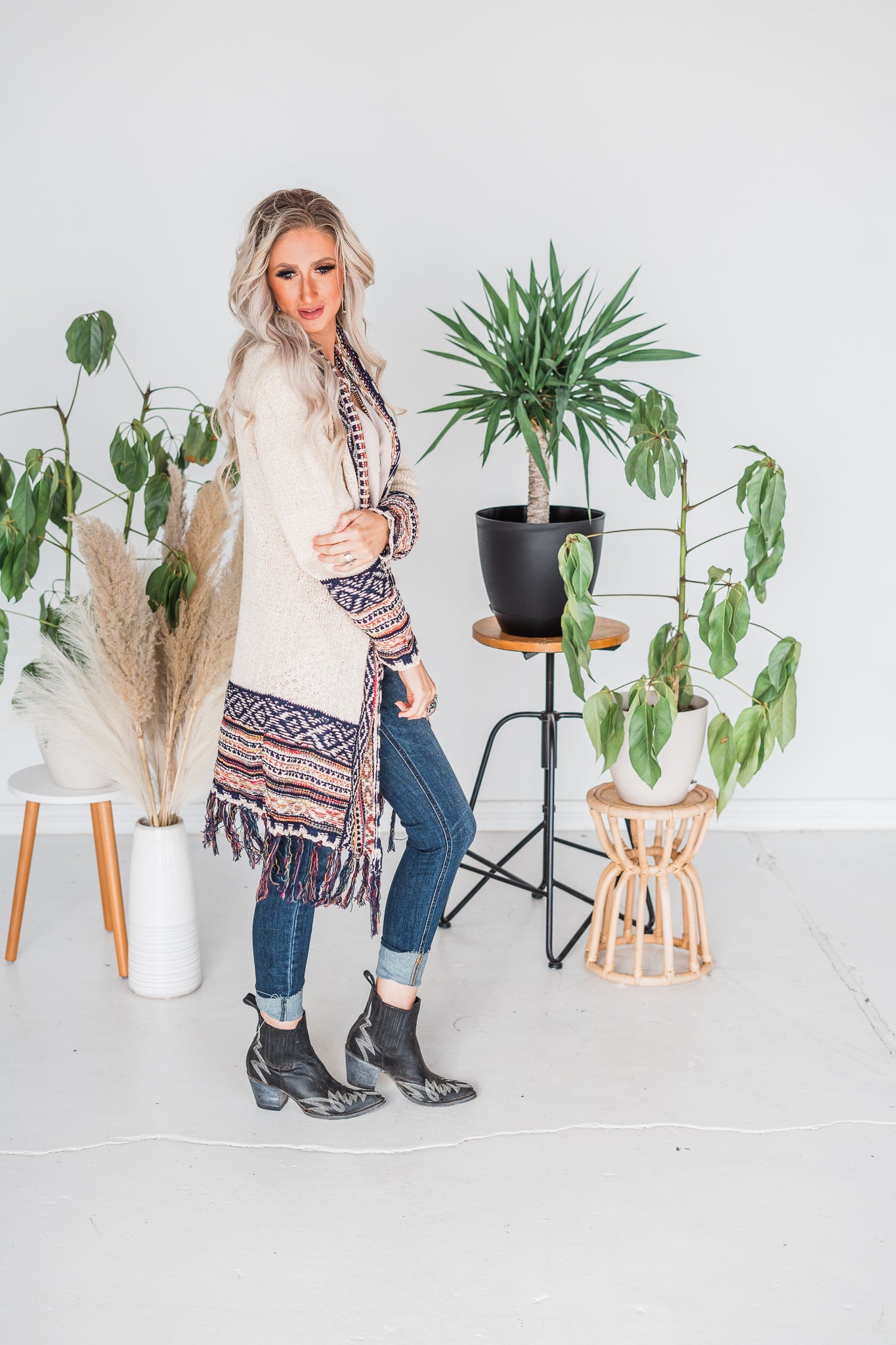 Open Front Sweater Cardigan - Whiskey Skies